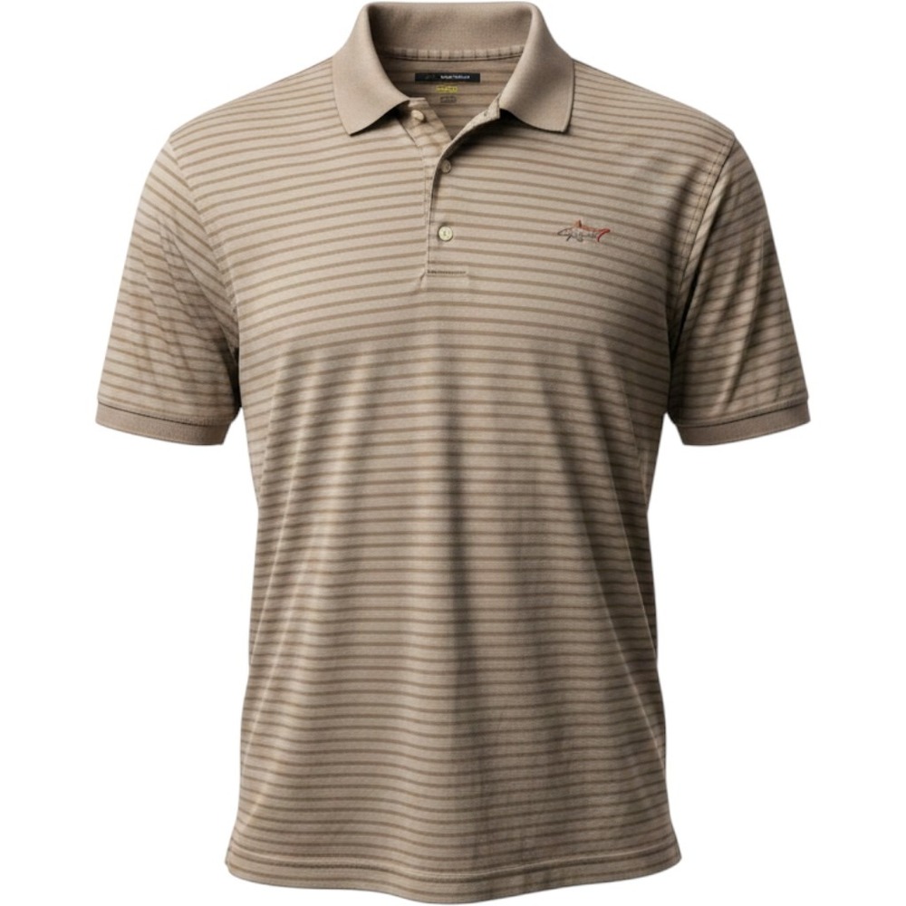 Greg Norman Mens Play Dry Striped Golf Polo Shirt Tan Brown XXL Short Sleeve